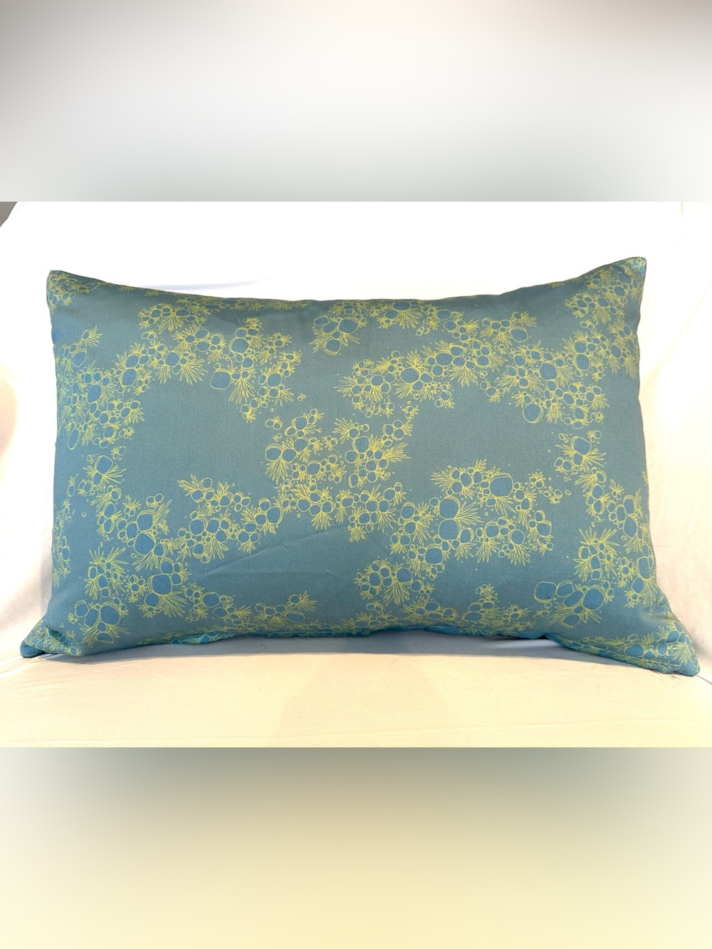Designer Teal and Lime Floral Accent Pillow 16”x 23”